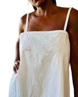 Antique French White Cotton Embroidered Tank Dress