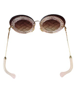 Miu Miu Rose Glitter Round Sunglasses