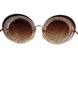 Miu Miu Rose Glitter Round Sunglasses