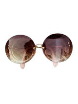 Miu Miu Rose Glitter Round Sunglasses