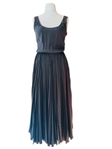 Vintage 80s Ted Lapidus Charcoal Grey Silk Maxi Dress