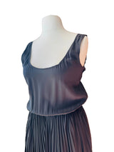 Vintage 80s Ted Lapidus Charcoal Grey Silk Maxi Dress