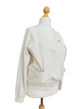 Vintage Lacoste White Deep V-Neck Cardigan