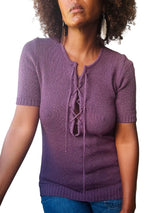 1970's Purple Lace Up Sweater