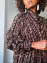 Vintage Brown & Black Striped Knit Jacket w/Lurex Accents
