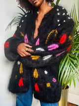 1980's Black Mohair Wool Cardigan