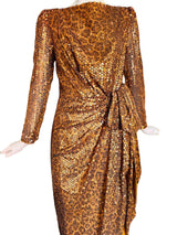 Vintage 1980's Mignon for Saks Fifth Avenue Leopard Sequin Print Gown