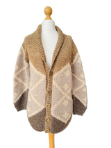 Vintage Handknit Geometric Neutrals Wool Cardigan