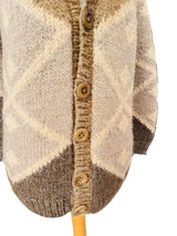 Vintage Handknit Geometric Neutrals Wool Cardigan