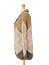 Vintage Handknit Geometric Neutrals Wool Cardigan