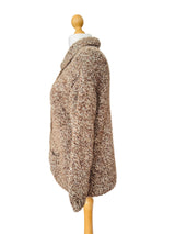 Vintage Handknit Beige Melange Wool Cardigan