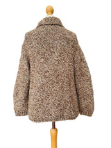 Vintage Handknit Beige Melange Wool Cardigan