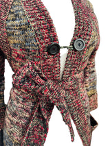 1970's Black Multicolor Melange Cardigan w/Belt