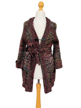 1970's Black Multicolor Melange Cardigan w/Belt