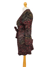 1970's Black Multicolor Melange Cardigan w/Belt
