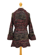1970's Black Multicolor Melange Cardigan w/Belt
