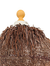 Chocolate Brown Leather Fringed Cardigan