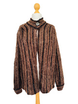 Vintage Brown & Black Striped Knit Jacket w/Lurex Accents
