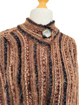 Vintage Brown & Black Striped Knit Jacket w/Lurex Accents