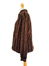 Vintage Brown & Black Striped Knit Jacket w/Lurex Accents