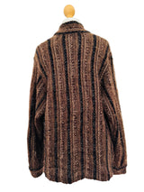 Vintage Brown & Black Striped Knit Jacket w/Lurex Accents