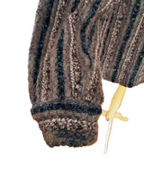 Vintage Brown & Black Striped Knit Jacket w/Lurex Accents
