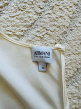 Armani Collezioni Ivory Silk Jewel Neck Blouse