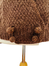 Vintage Handknit Brown Wool Cardigan w/Lurex Accents