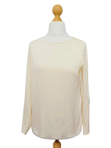 Armani Collezioni Ivory Silk Jewel Neck Blouse