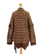 Vintage Escada Brown Wool Drop Shoulder Oversized Cardigan