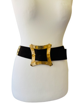 1970's Wide Brown Suede Belt w/Goldtone Accents