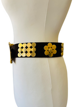 1970's Wide Brown Suede Belt w/Goldtone Accents