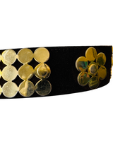 1970's Wide Brown Suede Belt w/Goldtone Accents