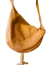 1980's Maud Frizon Brown Leather Studded Crossbody Hobo Bag