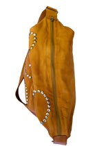 1980's Maud Frizon Brown Leather Studded Crossbody Hobo Bag