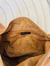 1980's Maud Frizon Brown Leather Studded Crossbody Hobo Bag