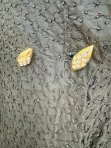 1980's Black Beaded Silk Blazer with Rhinestone Buttons