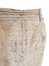 1980's/90's Beige Printed Silk Safari Inspired Cargo Skirt