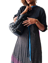 1970's Vintage Black Indian Silk Lurex Paisley Print Dress