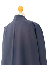 Vintage Navy Wool Crepe Swing Coat