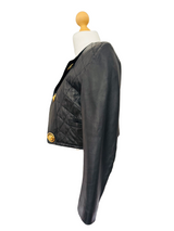 90's Versace Inspired Black Leather Cropped Jacket