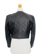 90's Versace Inspired Black Leather Cropped Jacket
