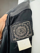 90's Versace Inspired Black Leather Cropped Jacket