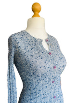 1970's Torrente Blue and White Melange Fitted Sweater