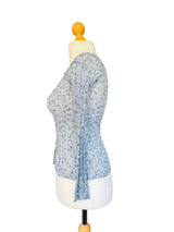 1970's Torrente Blue and White Melange Fitted Sweater