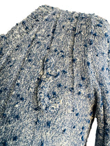 1970's Torrente Blue and White Melange Fitted Sweater