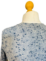 1970's Torrente Blue and White Melange Fitted Sweater