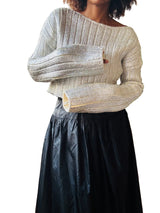 Balmain Silver Coated Oversized Cropped Knit Sweater