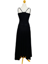 1970s Black Jersey Dress w/Star Appliqué Bodice