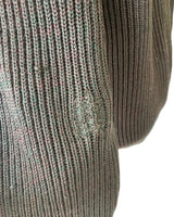 Vintage Brown Ribbed Cardigan with Felted Front